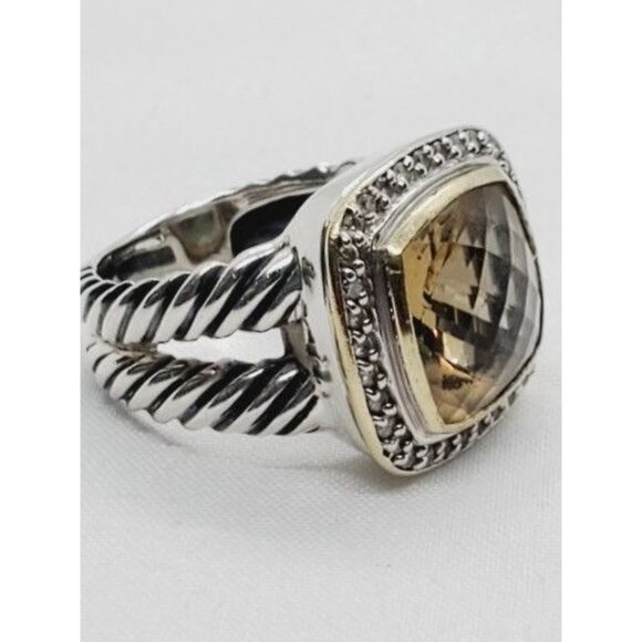 David Yurman Albion Citrine 18K Silver Diamond Ring - Picture 7 of 11